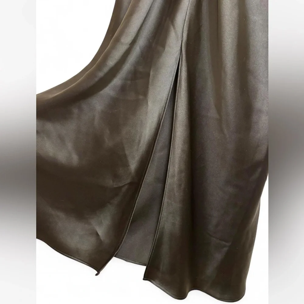 Zara Black Satin V-Neck Slip Dress - Picture 5 of 7